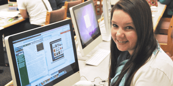 girl at computer in computer lab